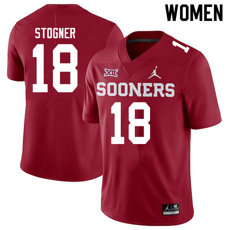 Women #18 Austin Stogner Oklahoma Sooners Jordan Brand College Football Jerseys Sale-Crimson